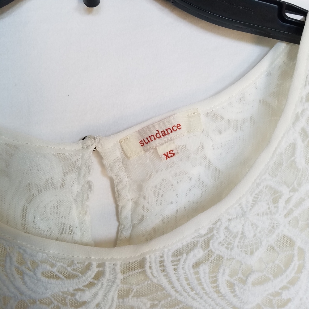 Sundance Peasant Style Lace Yoke Pleated Guinevere Blouse - Picture 5 of 12